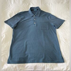 J. McLaughlin | Mens SZ Small | Blue Striped Stretch Golf Polo Shirt Casual